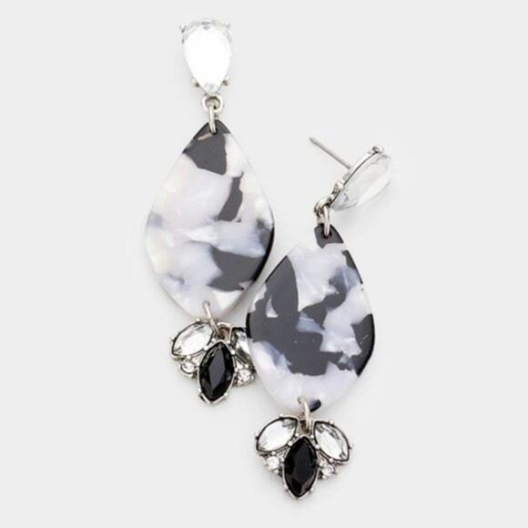 Crystal Acrylic Marquise Earrings - Picture 2 of 3
